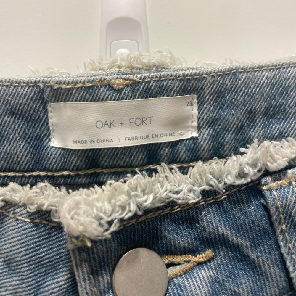 Oak + Fort Cuffed Straight Blue Jeans - Picture 5 of 8